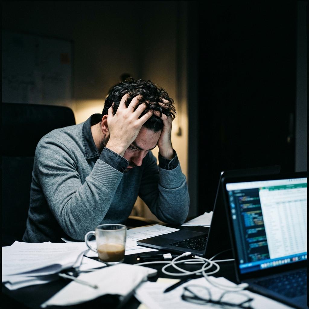 Frustrated Indian Startup Founder experiencing burnout
